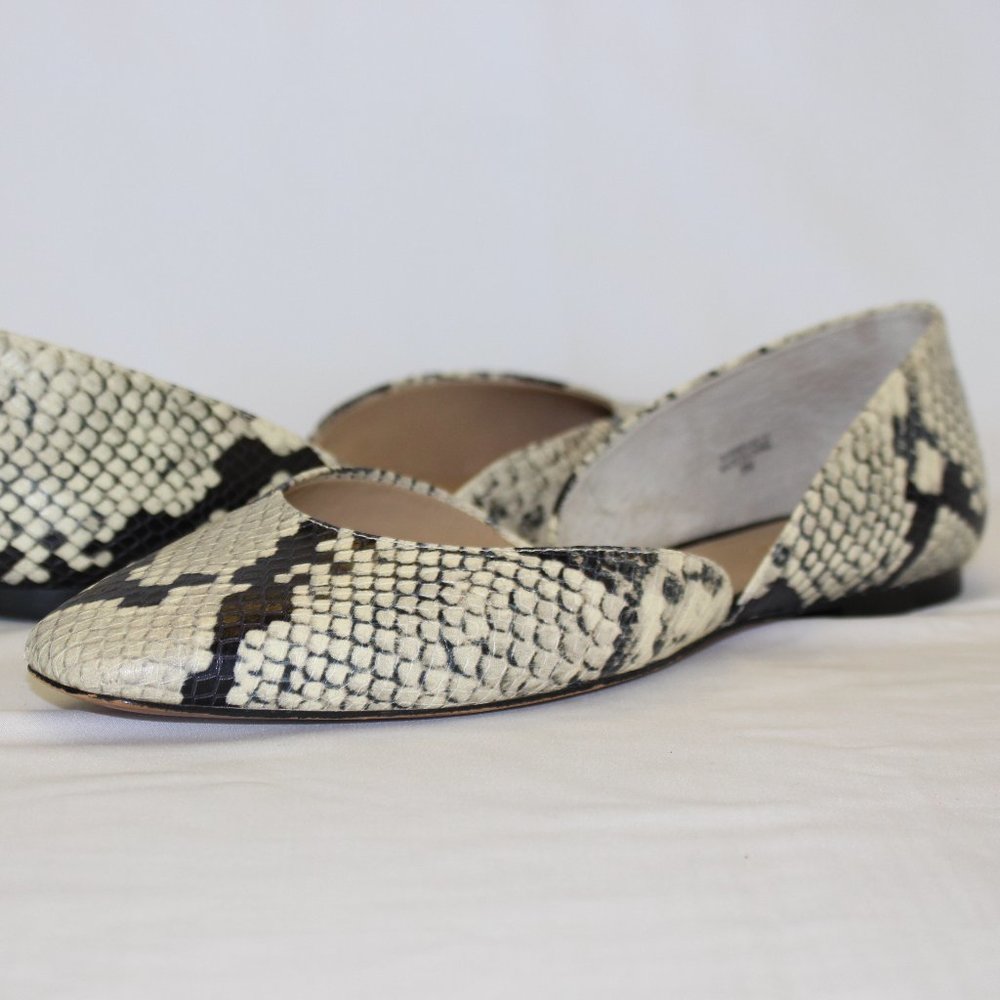 Ann Taylor Snake Print D'Orsay Flats in Cream and Black
